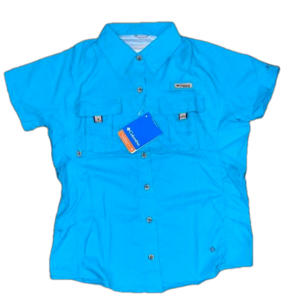 Columbia Titanium Kids Blue Omni Shade Short Sleeve Shirt NWT NEW Fly Fishing